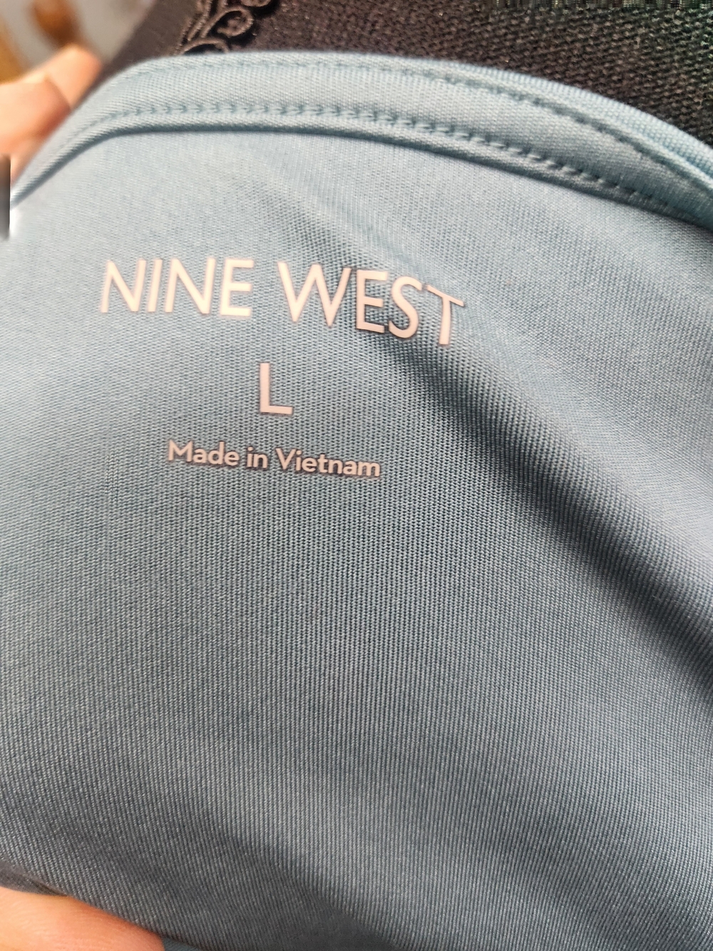 Nine West Long Sleeve Boatneck Bodysuit in Dusty Teal - Picture 7 of 8